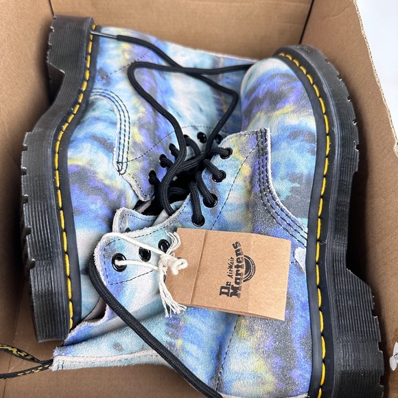 NIB Dr Martens 1460 Pascal Blue Tie Dye Printed Suede Leather Boots US 7 - Picture 10 of 16